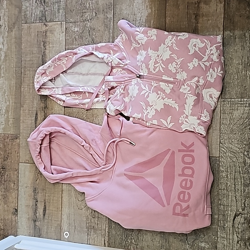 Reebok pink hoodie size small plus floral quarter zip hoodie size small
